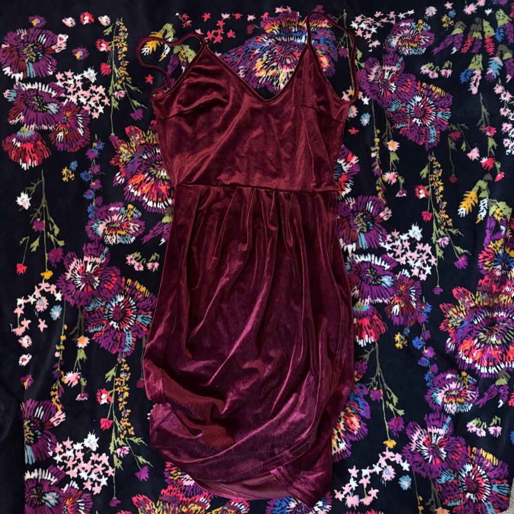 Burgundy Backless SHEIN Dress